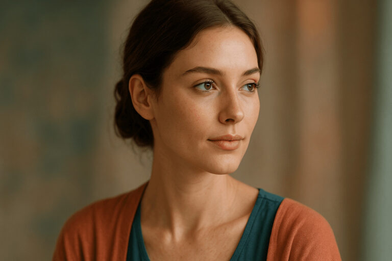 Portrait réaliste 3/4 d’une femme — collagène marin pour la peau