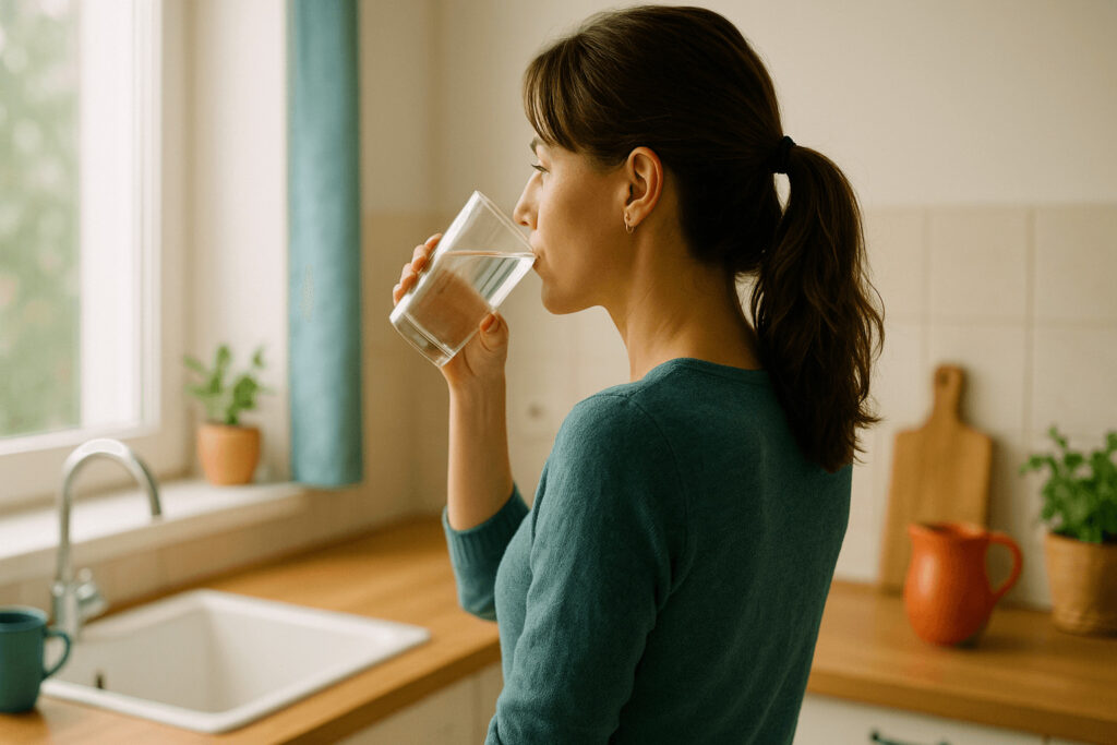 Scène lifestyle illustrant l’intégration du collagène marin pour la peau au quotidien