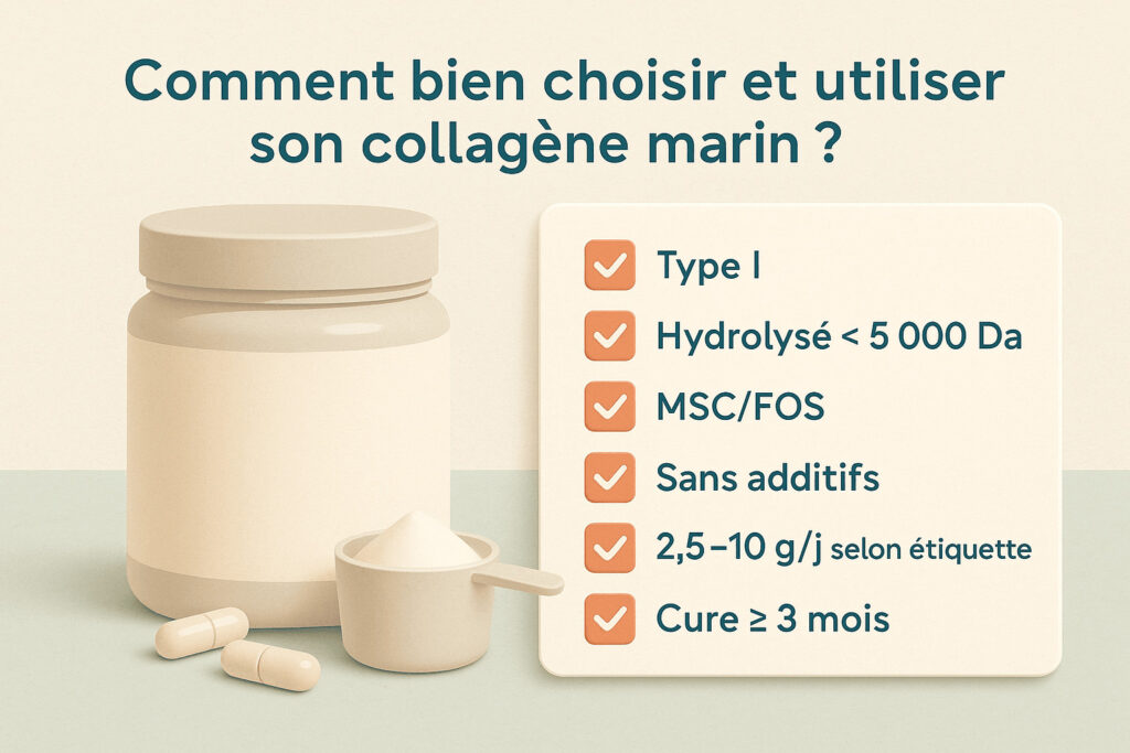 Checklist qualité et usage du collagène marin pour la peau (type I, hydrolysé, certifications) 