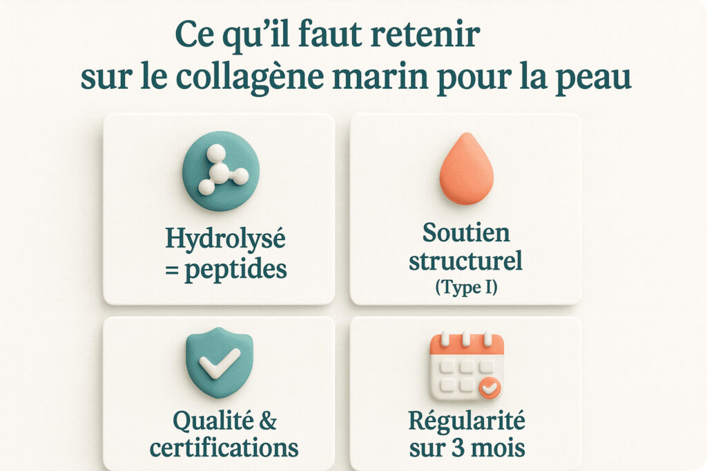Infographie de synthèse sur le collagène marin pour la peau