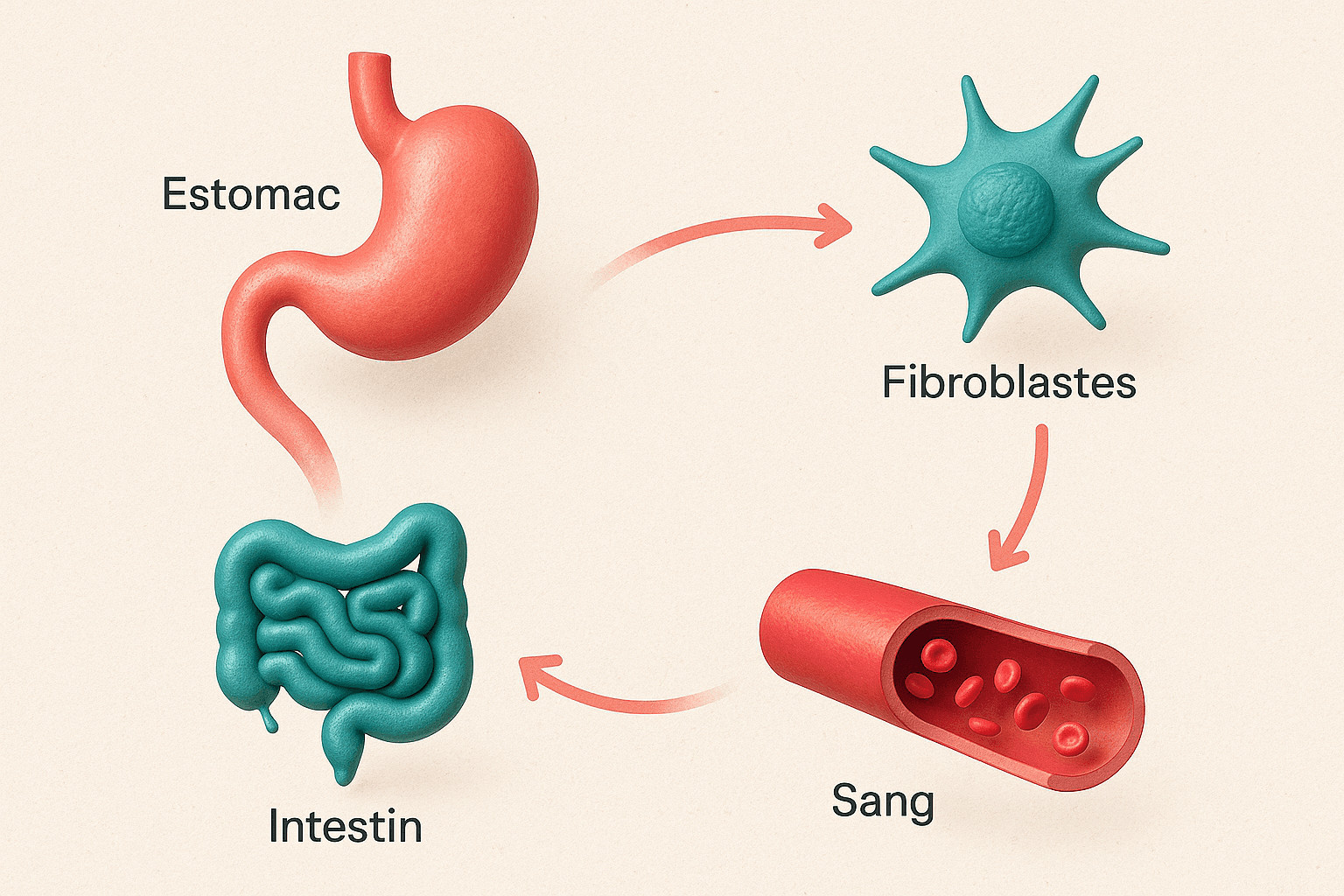 Schéma expliquant le mécanisme d’action d’une cure de collagène dans l’organisme
