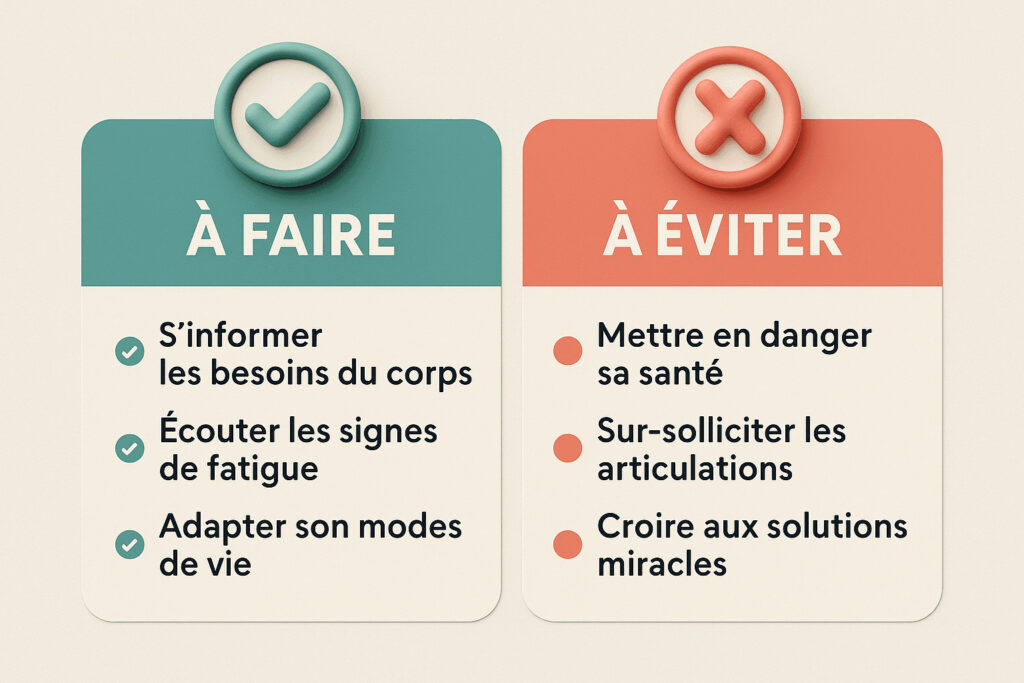 Infographie FR — À faire / À éviter avec le collagène pour la récupération musculaire