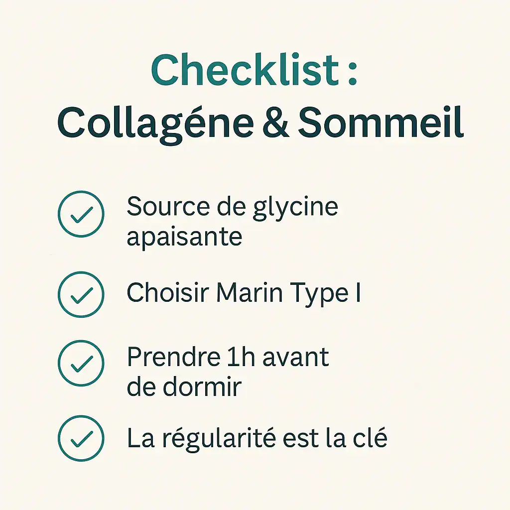 Résumé des points clés à retenir sur l'utilisation du collagène pour améliorer le sommeil.