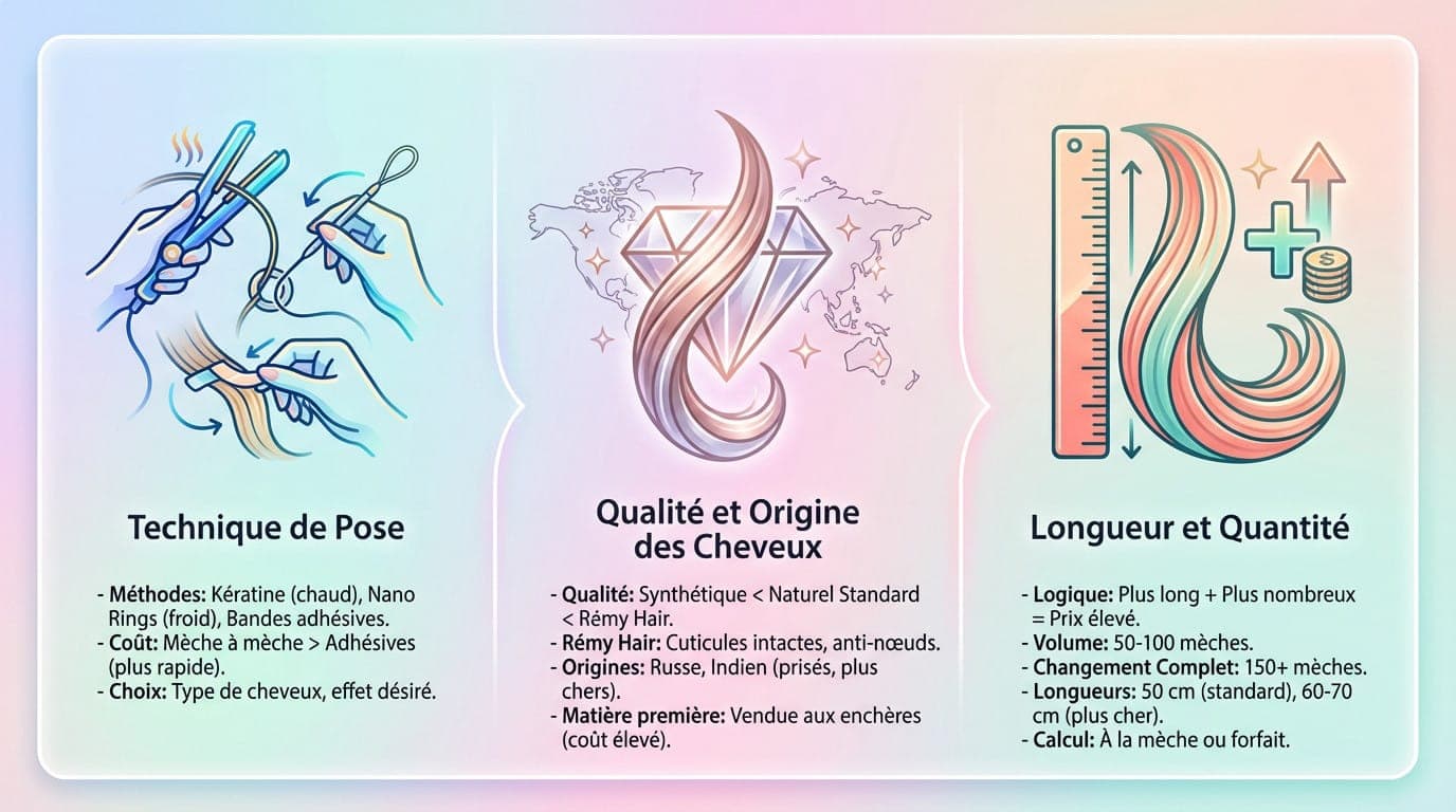 Facteurs influençant le coût des extensions de cheveux : technique, qualité et volume