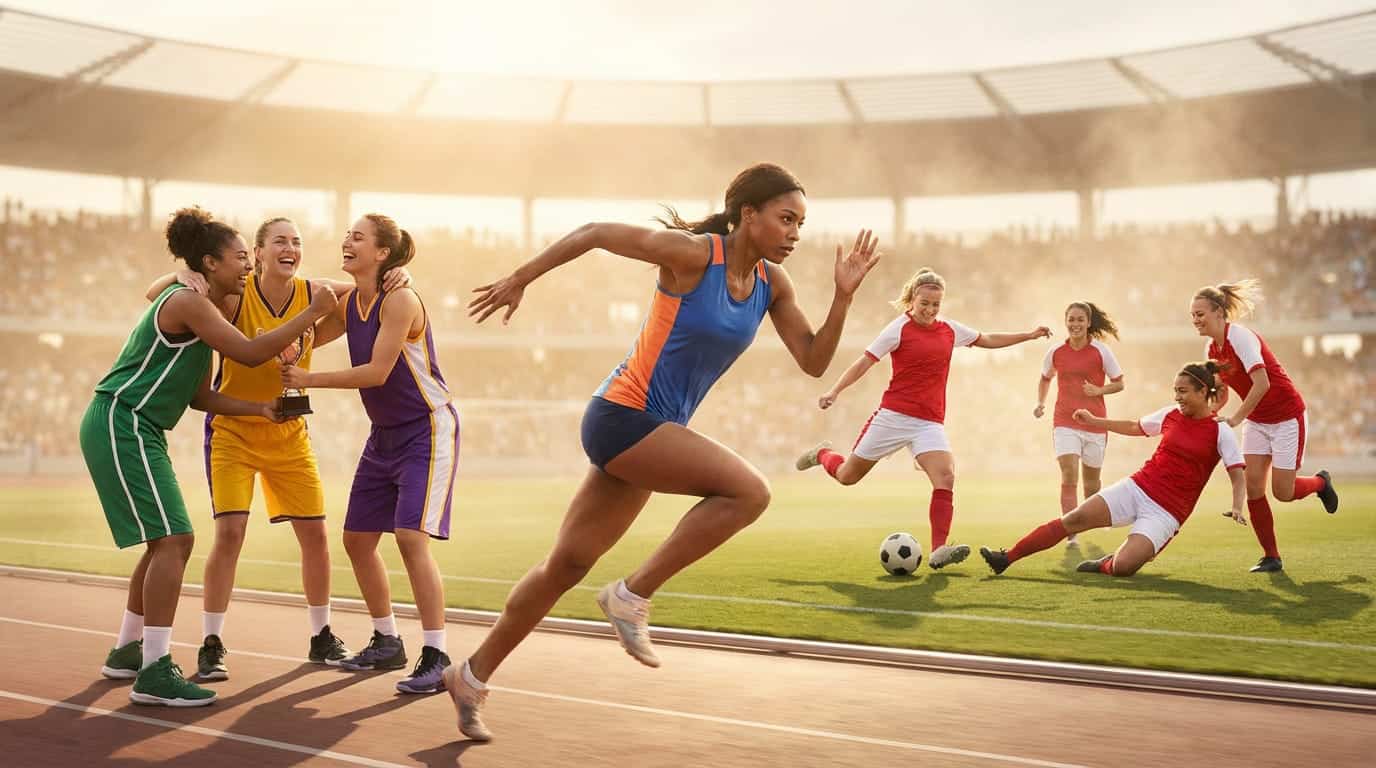 Sport féminin : révolution, enjeux et bien-être 1 female athletes power joy and team spirit