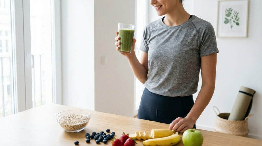 healthy lifestyle smoothie and fresh fruits