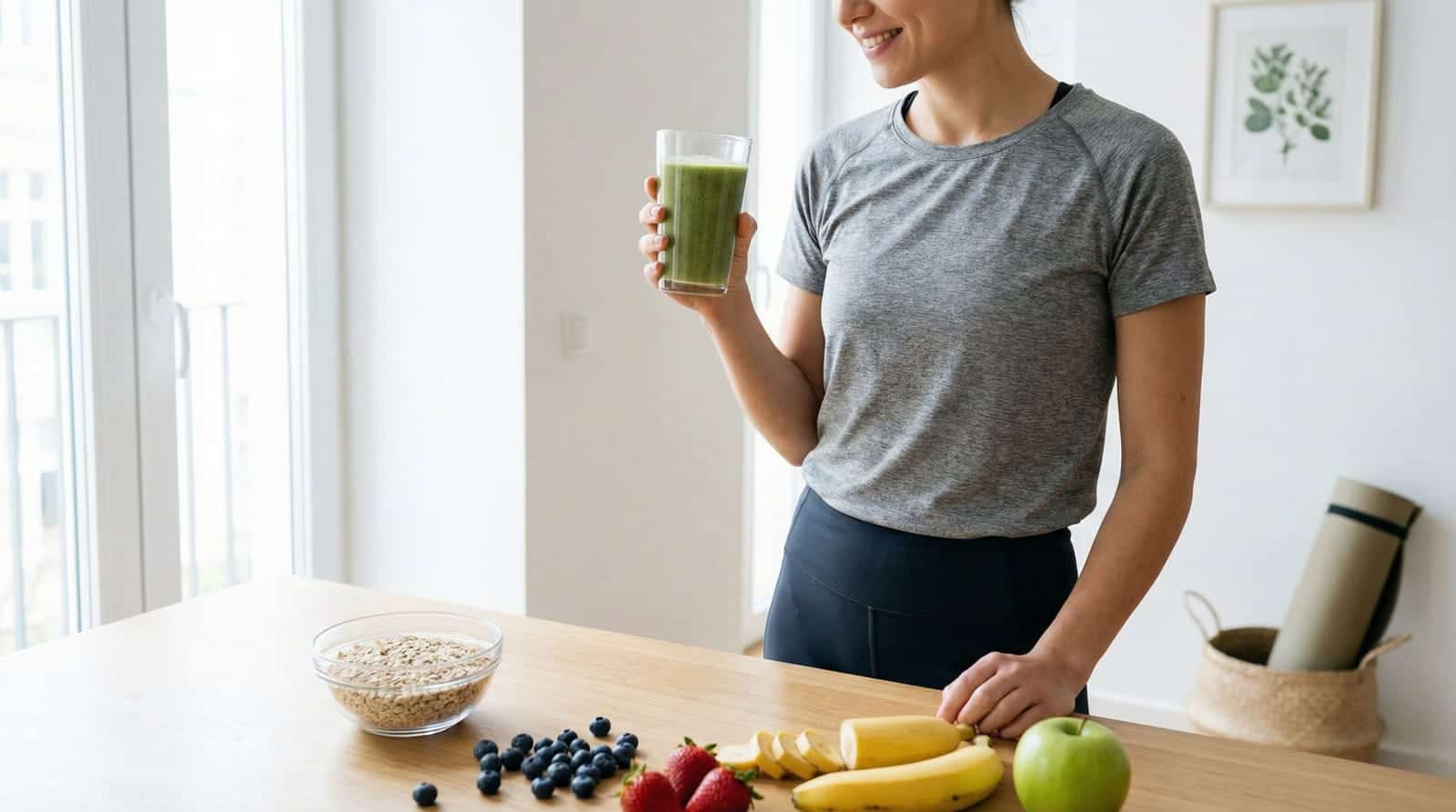 healthy lifestyle smoothie and fresh fruits