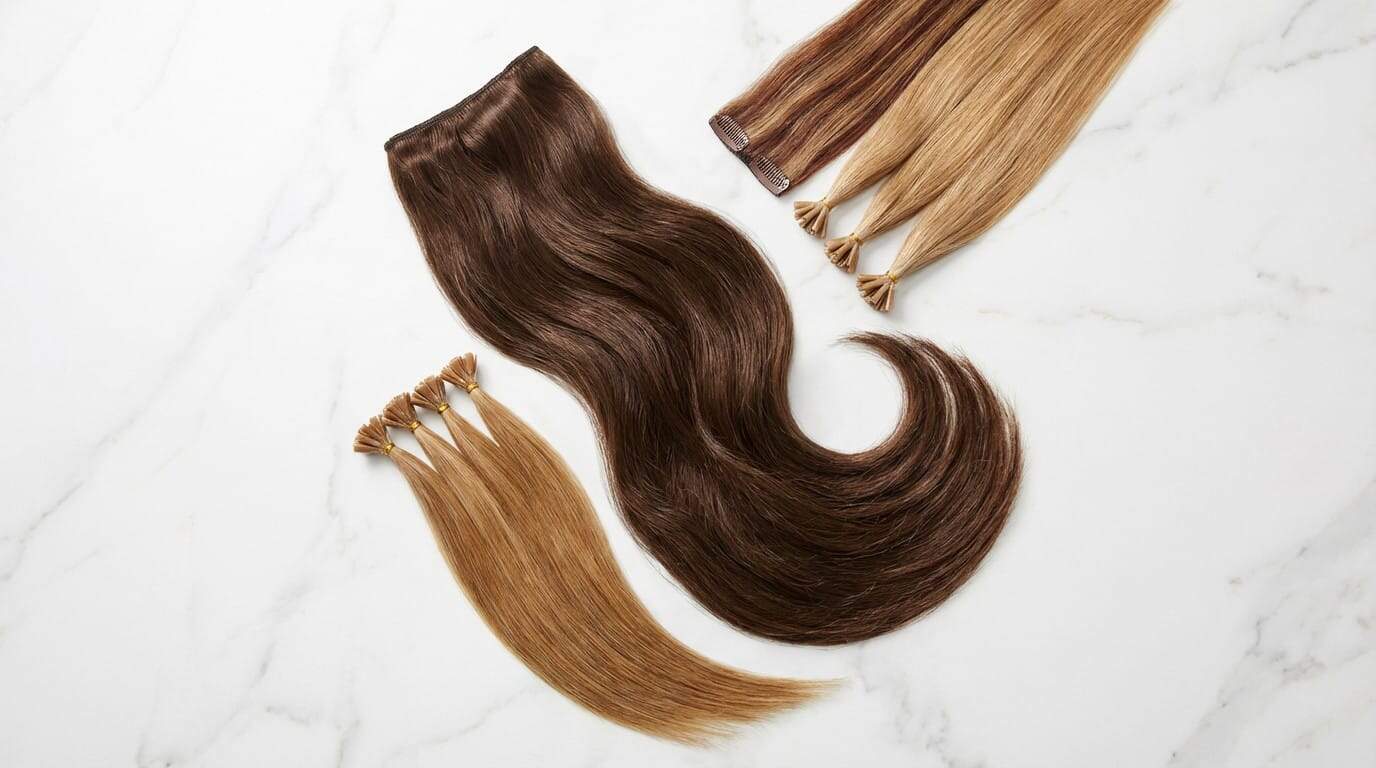 Prix extension cheveux : quel budget réel prévoir en 2026 ? 1 premium hair extensions wefts keratin clip ins