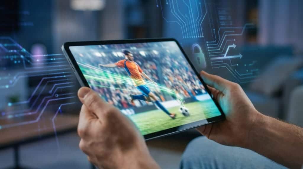 secure sports streaming digital action on tablet